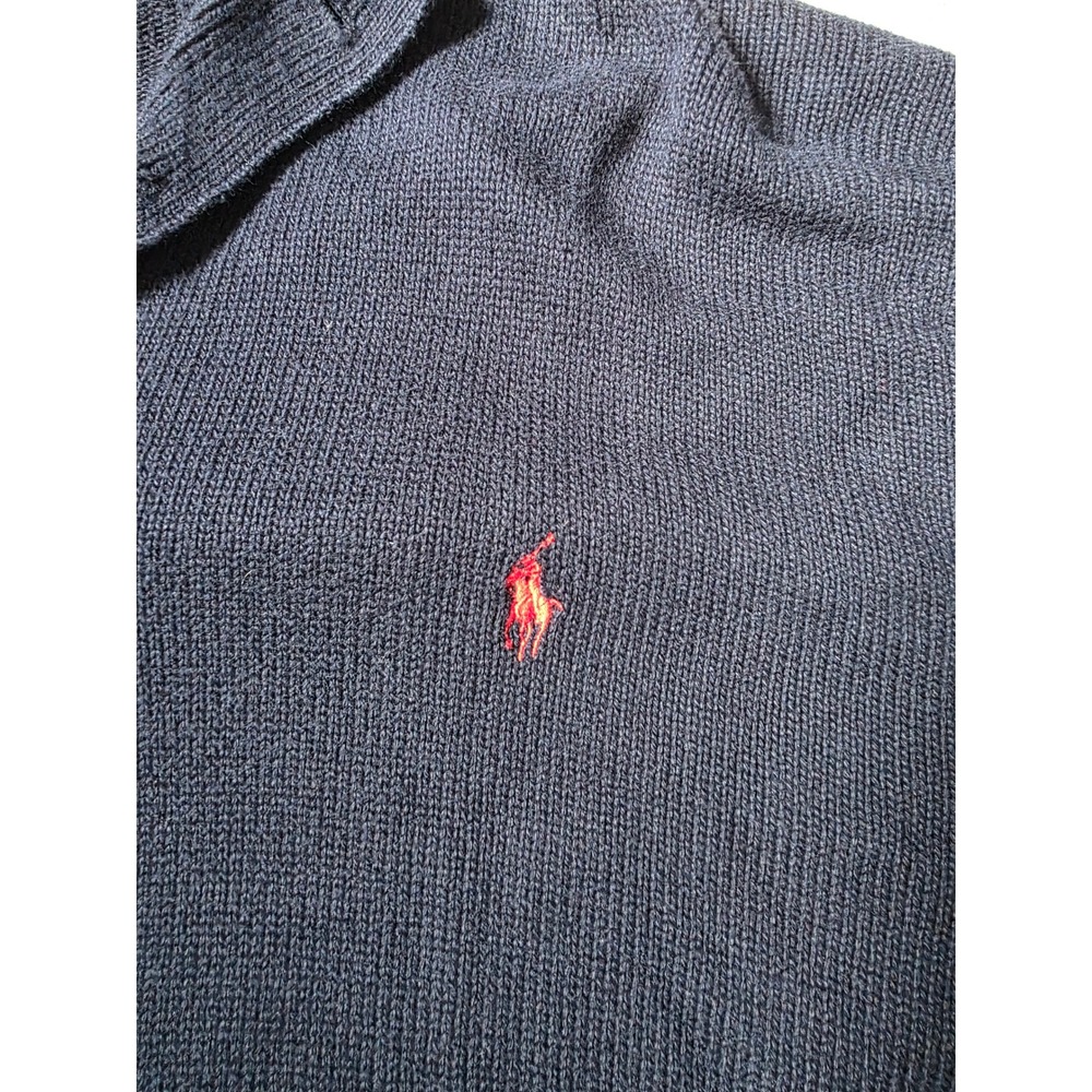 Polo‎ Ralph Lauren Men's XXL Navy 1/4 Button 100% Cotton Long Sleeve Sweater - Picture 2 of 4